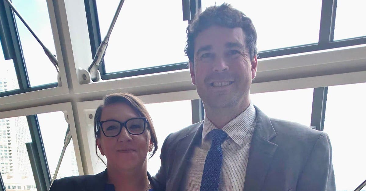 NGRV Partner C. Brett Vaughn and Senior Paralegal Melisha Valenzuela outside the courtroom following the historic $88 million Covidien hernia mesh verdict.